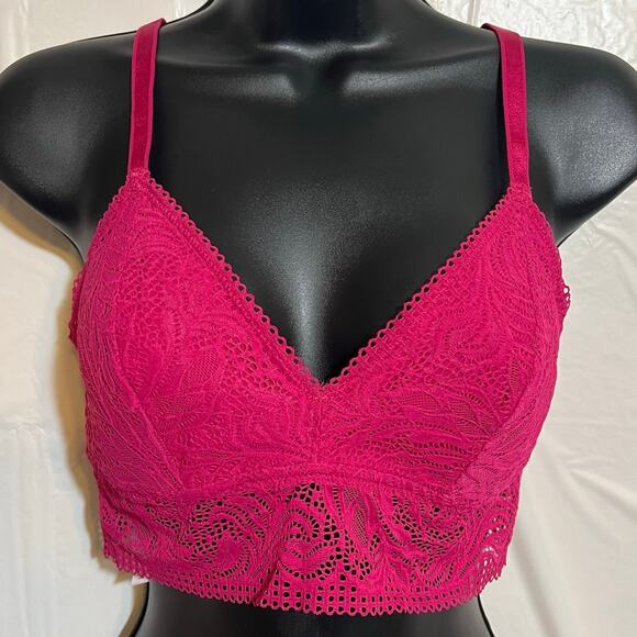 Auden Other - Auden Hot Pink Lace Bralette Strappy Back Lightly Lined